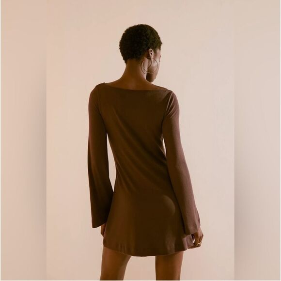 Free People Beach Amiga Mini Dress In Darkest Chocolate - Picture 4 of 4